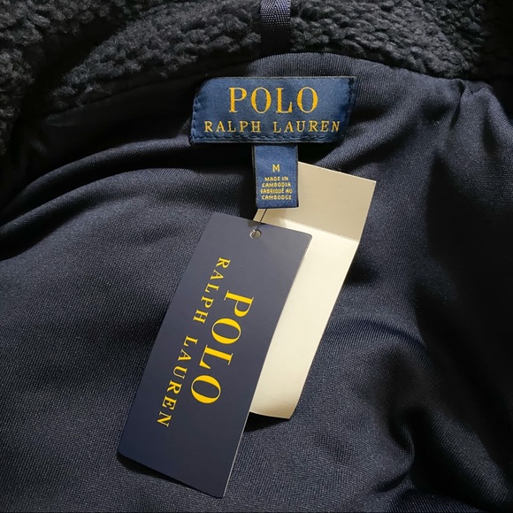 Polo Ralph Lauren Sherpa Fleece Navy Zip Up Jacket - Picture 14 of 15